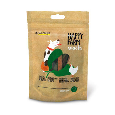Croci - Friandises Happy Farm Poulet Epinards pour Chiens - 80g