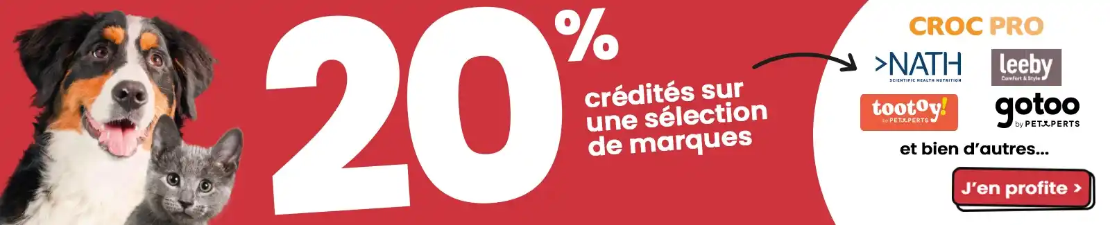 20% cr&eacute;dit&eacute;s sur la carte animalis+