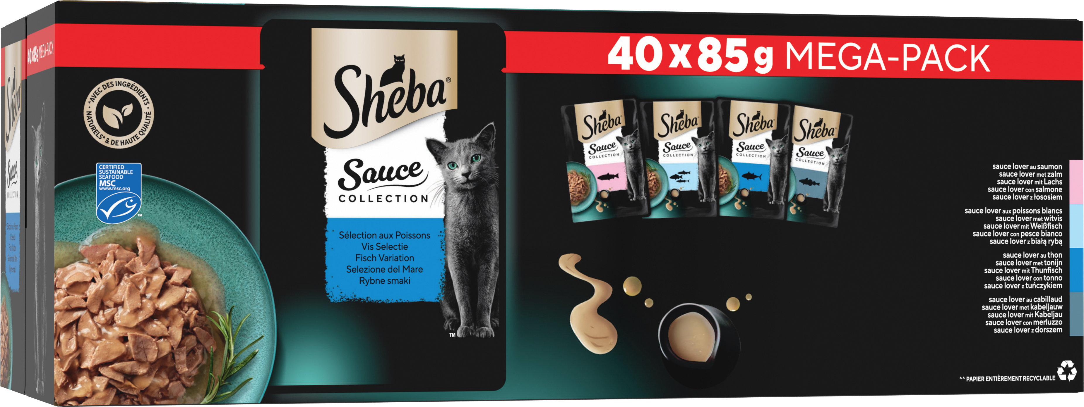 Sheba - Mega-Pack Pâtée en Sauce Collection pour Chats - 40x85g