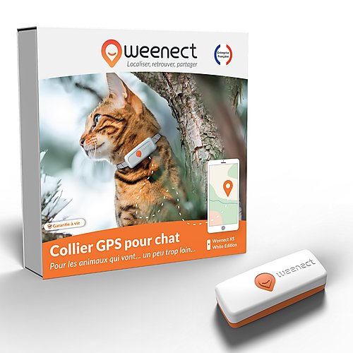 Weenect - Traceur GPS Blanc Edition 2023 pour Chats - XS
