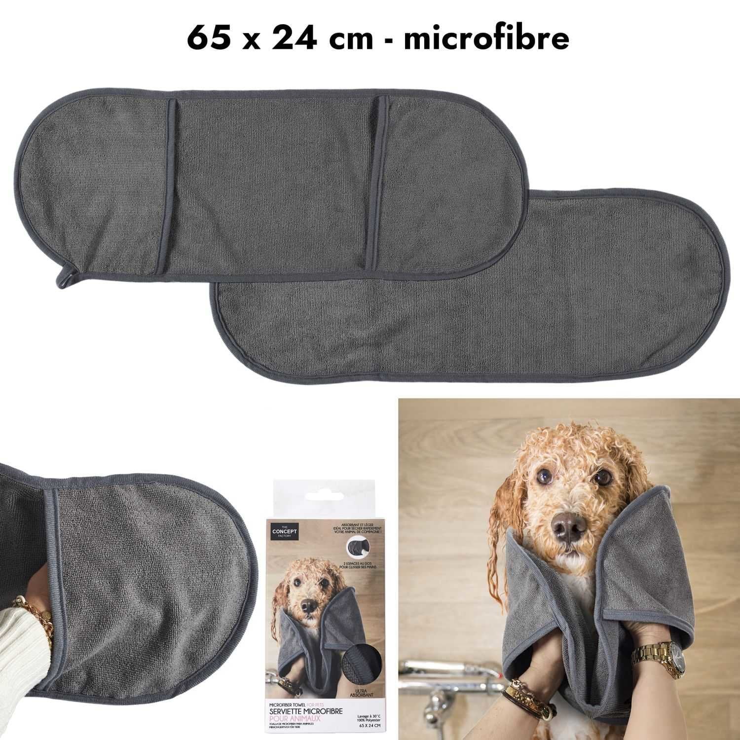 Serviette-peignoir Microfibre Pour Chien Mon Ami Luki - Anthracite, 3 Tailles (40, 50, 60 Cm)
