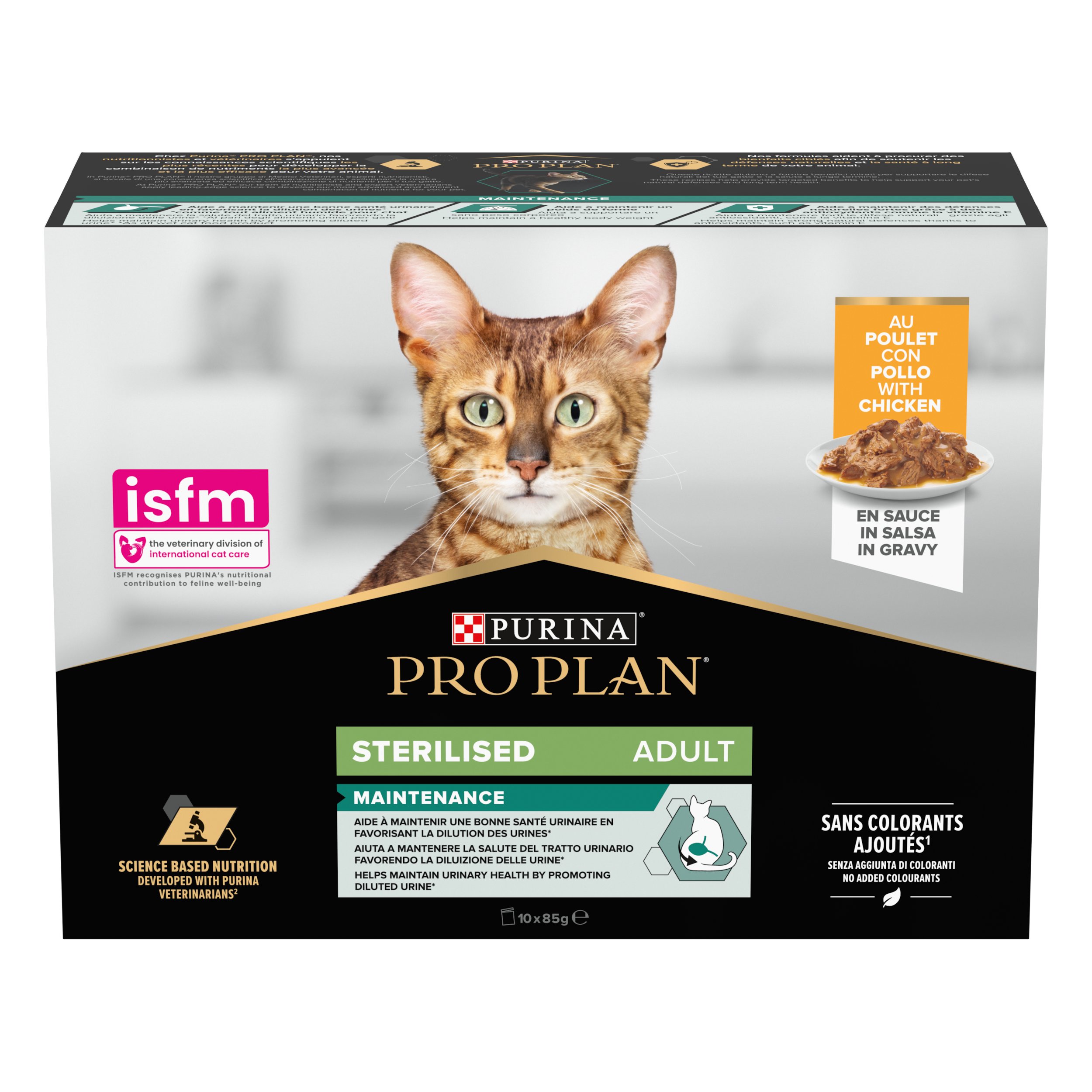 Pro Plan - Bouchée en Sauce Sterilised au Poulet pour Chat Stérilisé - 10x85g