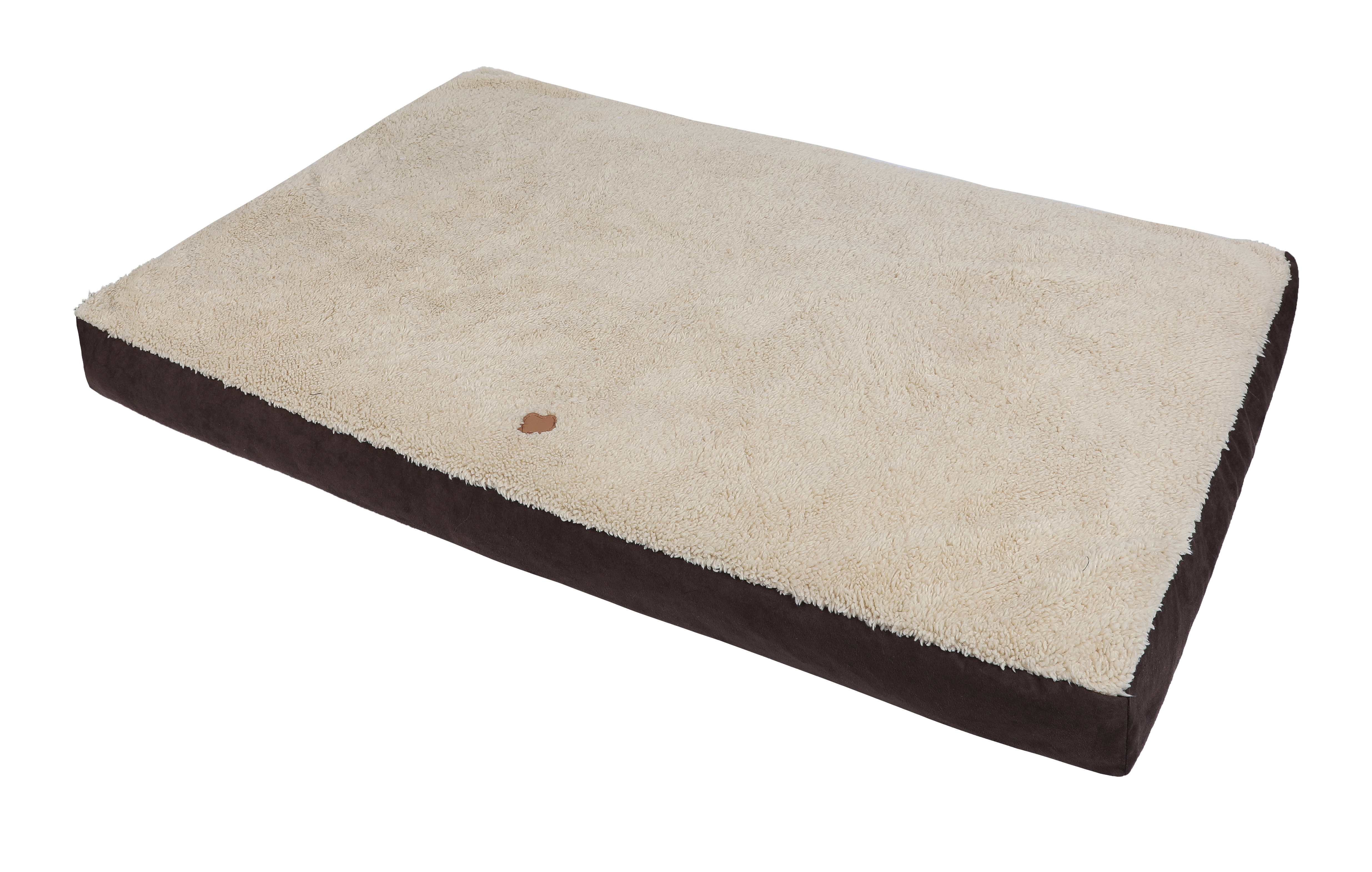 Animalis - Matelas Tissu Suédine Marron et Beige pour Chien - 100x65x12cm