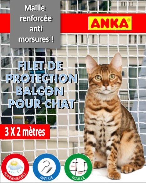 Filet De Protection Pour Balcon Chat - 8x3 Mètres - Renforcé Acier - Noir - Anti-morsure, Résistant Aux UV - 6