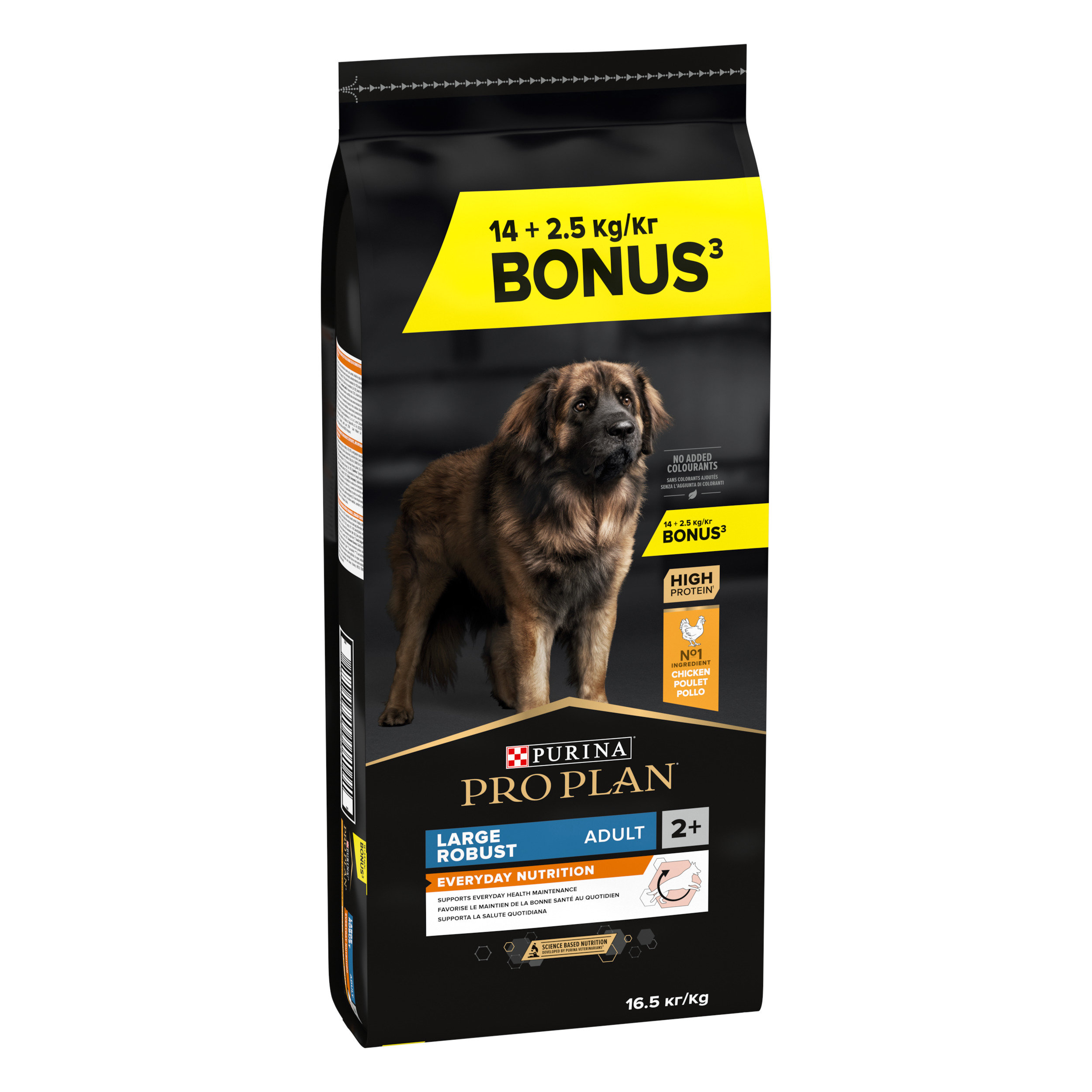 Pro Plan - Croquettes Large Robust Poulet pour Chien - 14 Kg + 2.5 Kg Gratuits