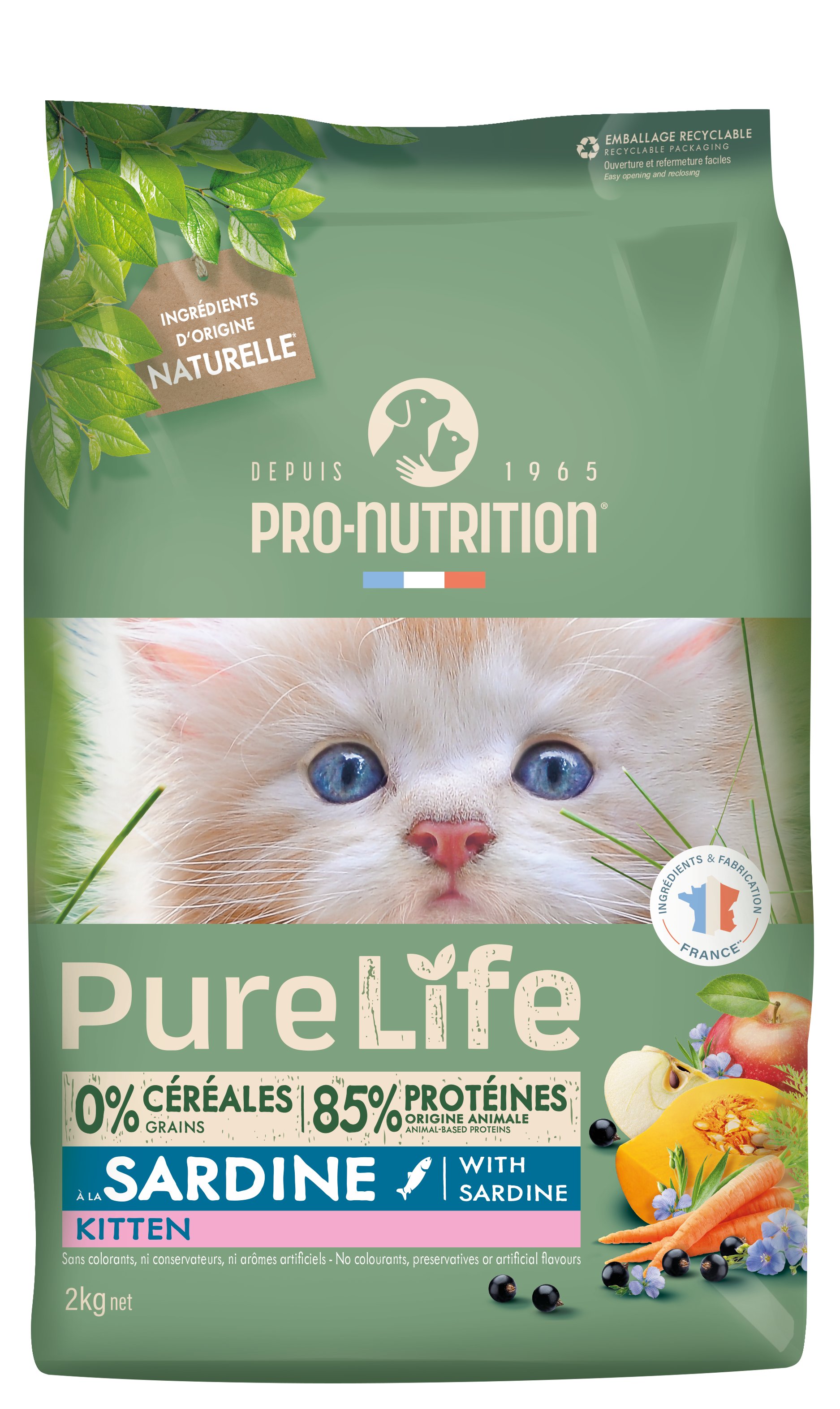 Pro Nutrition - Croquettes Pure Life Kitten Sardine pour Chaton 8kg